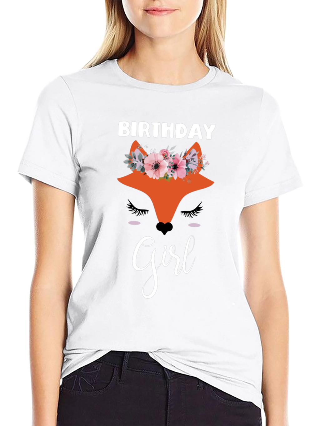 Birthday Girl Fox Graphic Tee - Womens T-Shirt