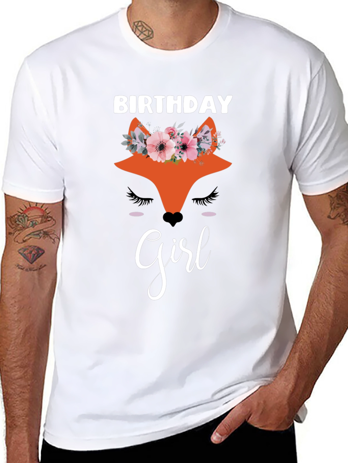 Birthday Girl Fox Graphic Tee - Womens T-Shirt