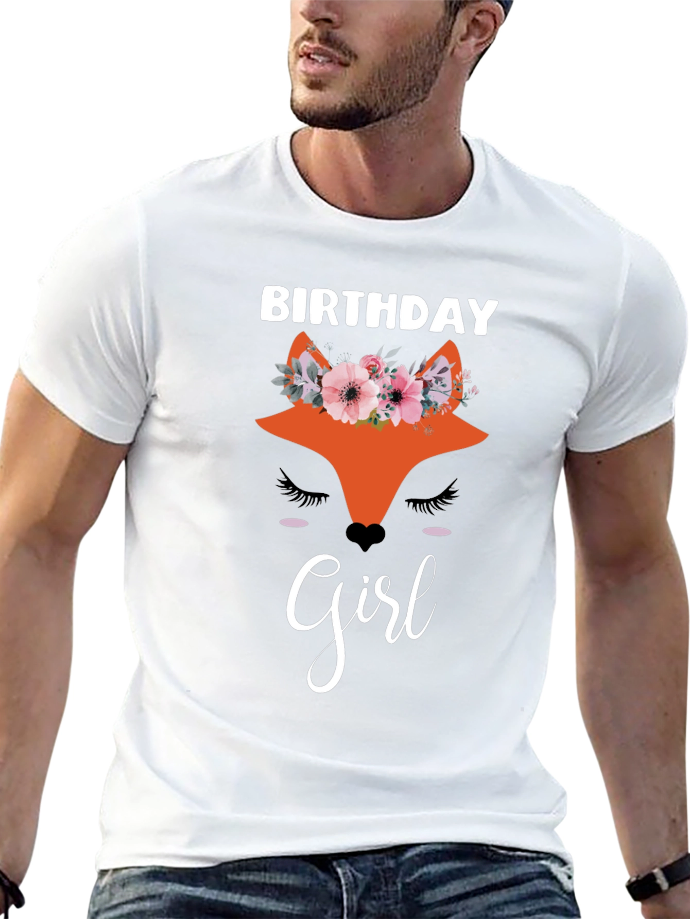 Birthday Girl Fox Graphic Tee - Womens T-Shirt