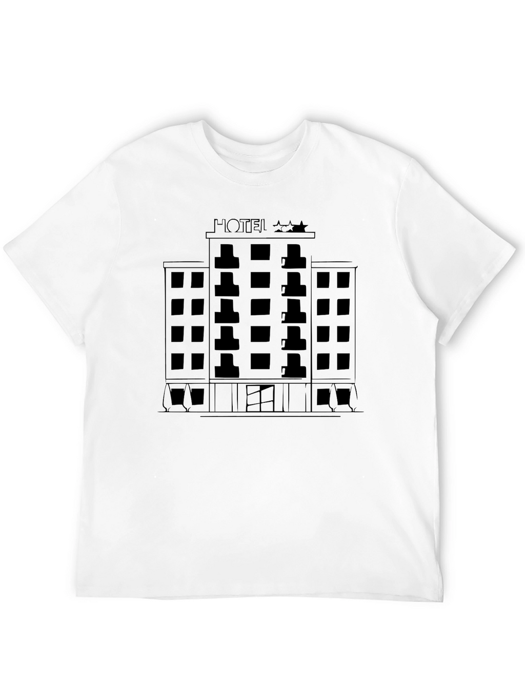 Hotel Graphic Tee - Black Cotton Short Sleeve