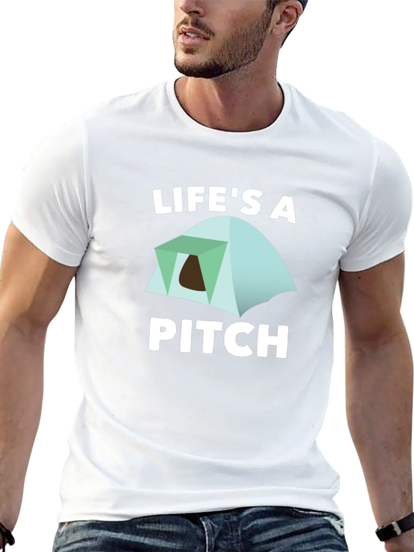 Lifes a Pitch Camping T-Shirt - Black
