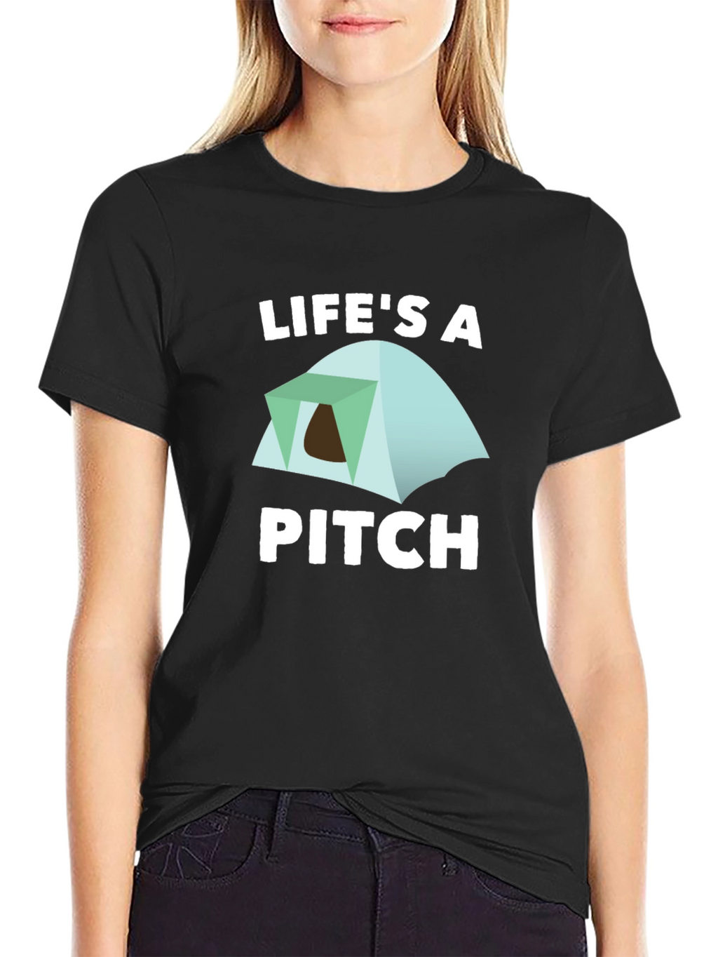 Lifes a Pitch Camping T-Shirt - Black