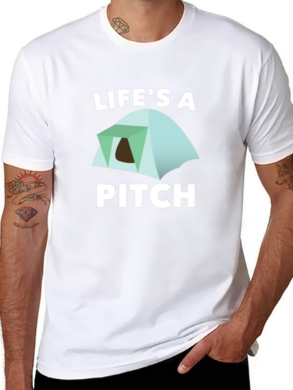 Lifes a Pitch Camping T-Shirt - Black