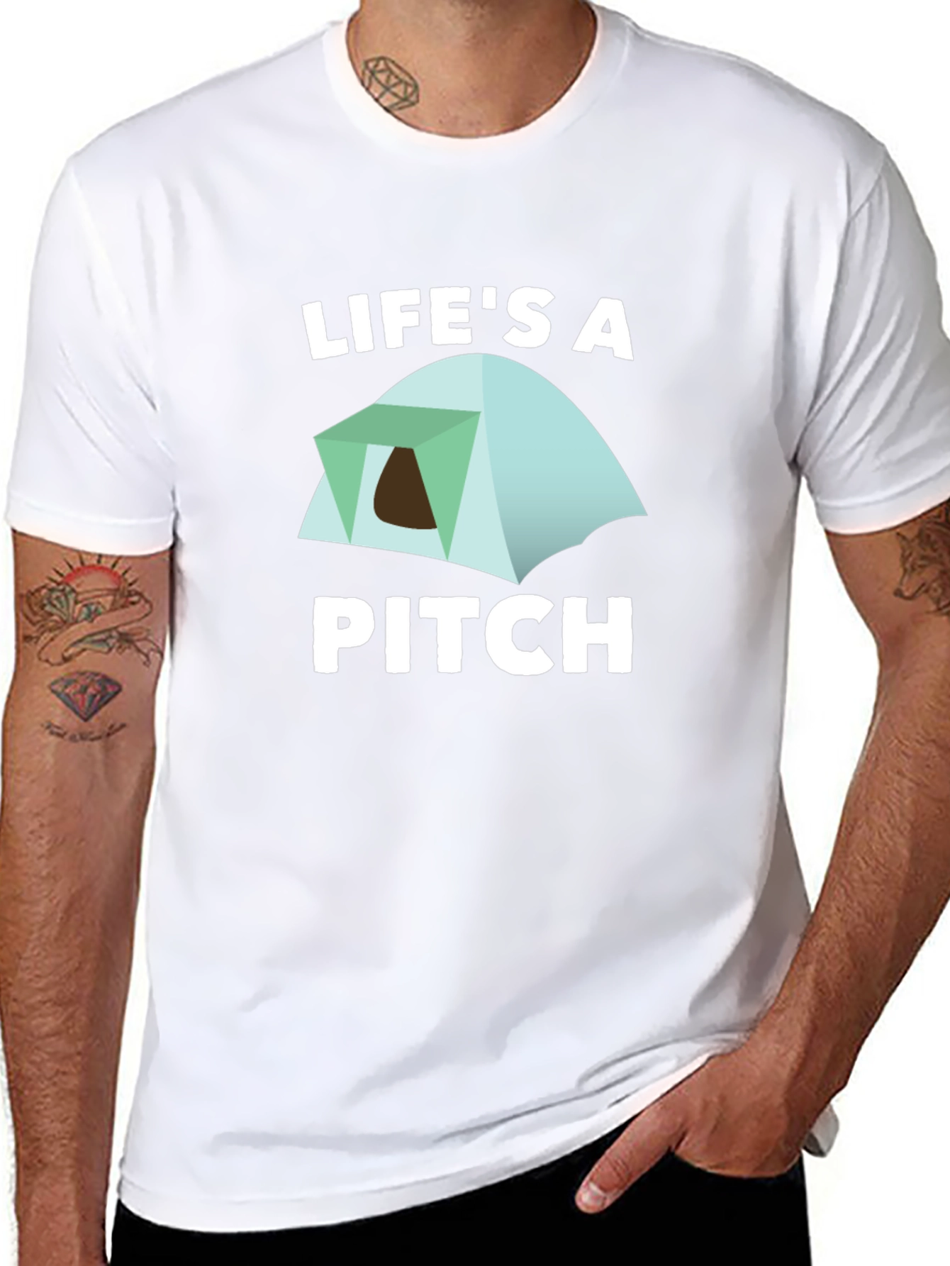 Lifes a Pitch Camping T-Shirt - Black