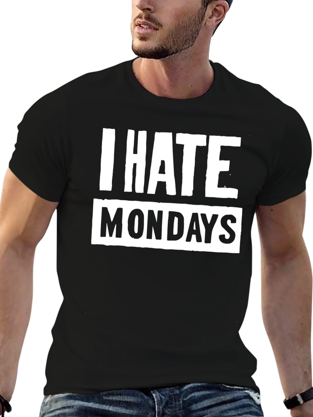 I Hate Mondays Graphic Tee - Black Cotton T-Shirt