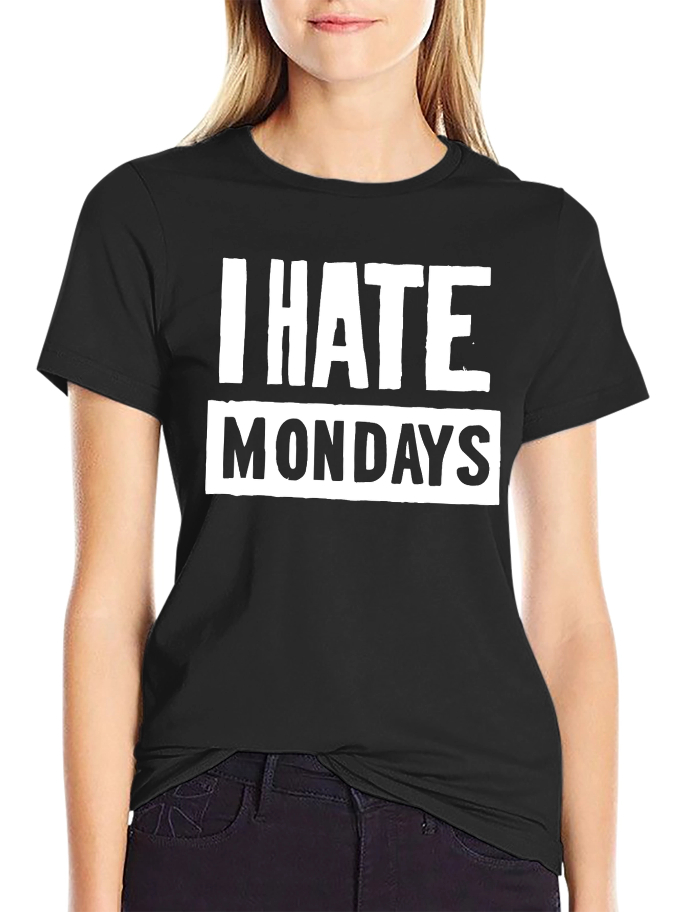 I Hate Mondays Graphic Tee - Black Cotton T-Shirt