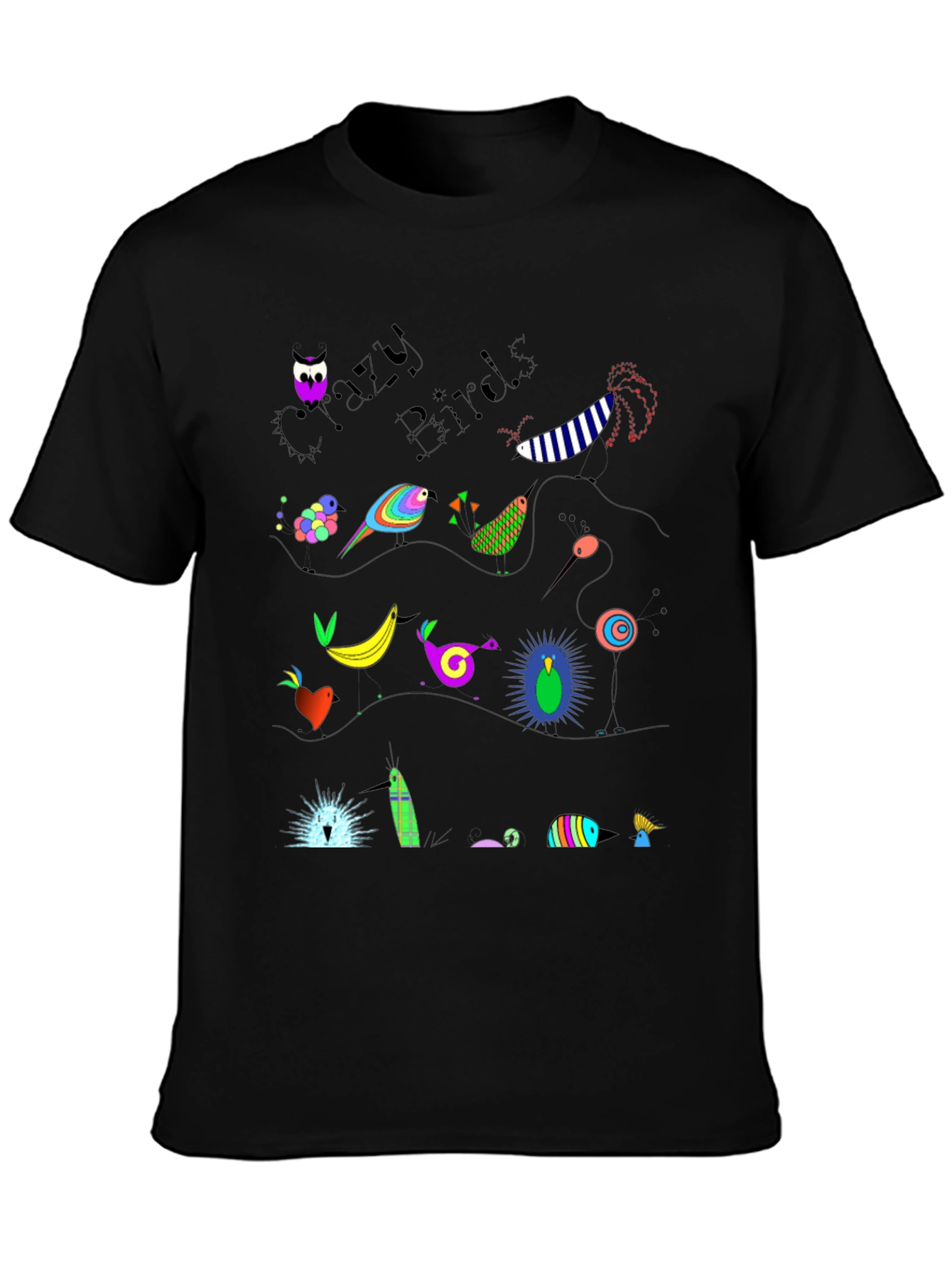 Crazy Birds Graphic T-Shirt