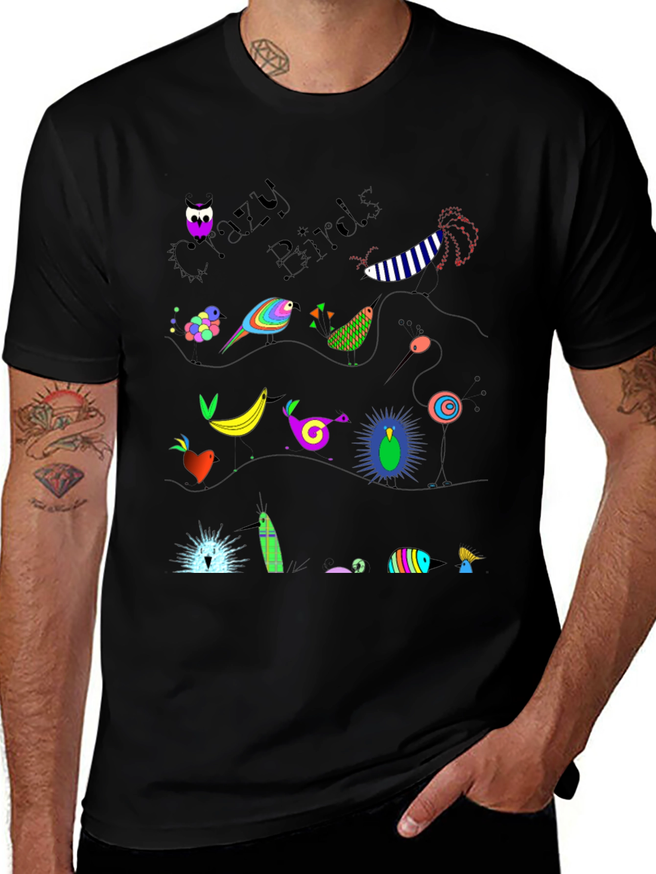 Crazy Birds Graphic T-Shirt