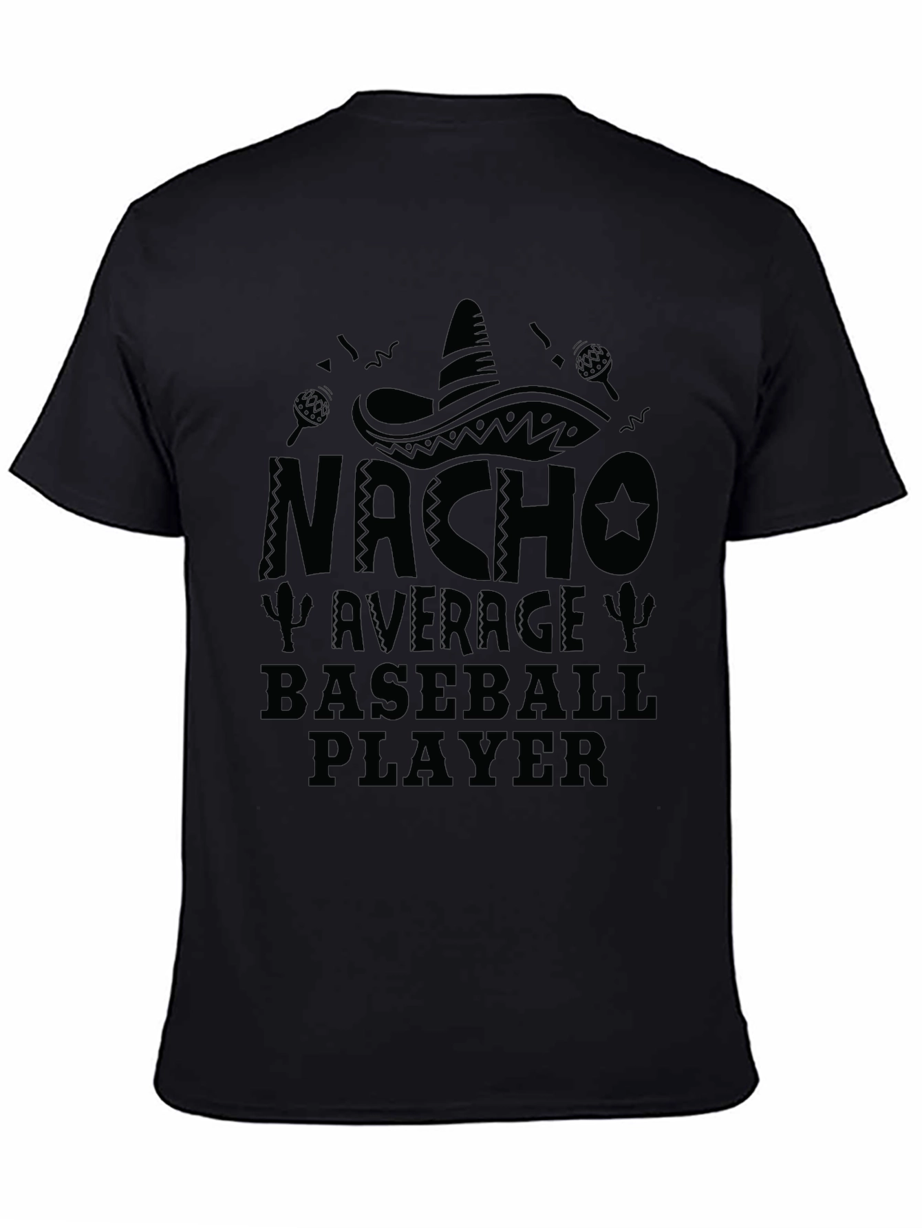 Nacho Average Baseball Player Black T-Shirt