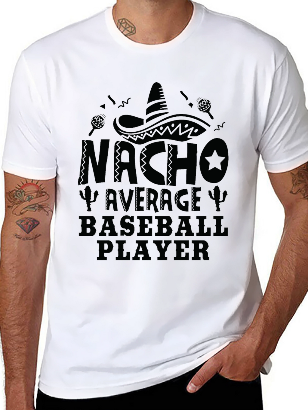 Nacho Average Baseball Player Black T-Shirt