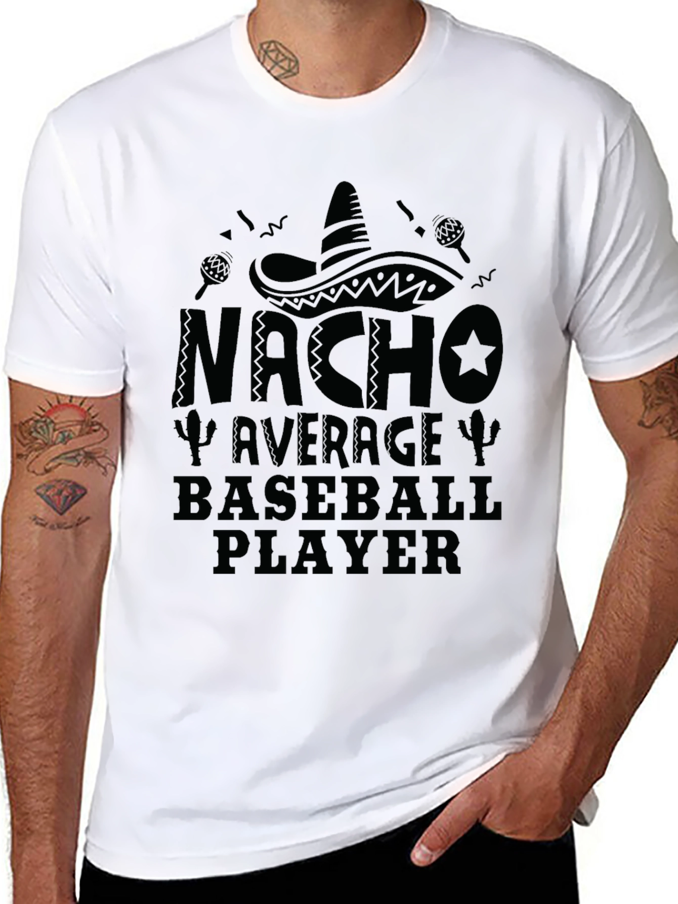 Nacho Average Baseball Player Black T-Shirt
