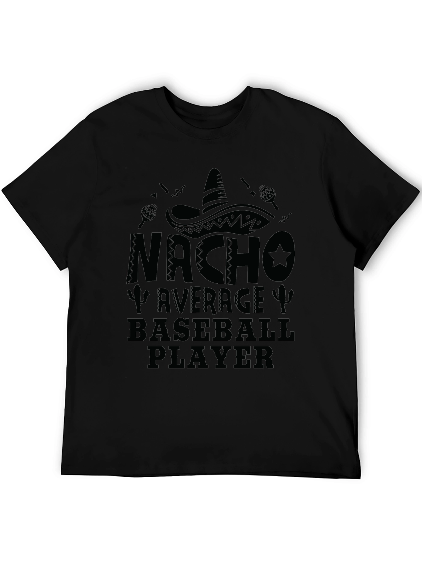 Nacho Average Baseball Player Black T-Shirt