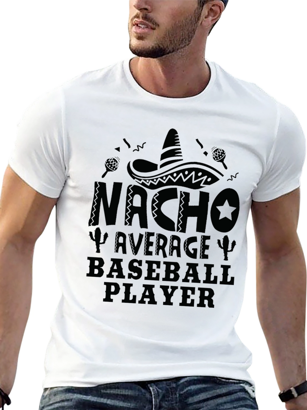 Nacho Average Baseball Player Black T-Shirt