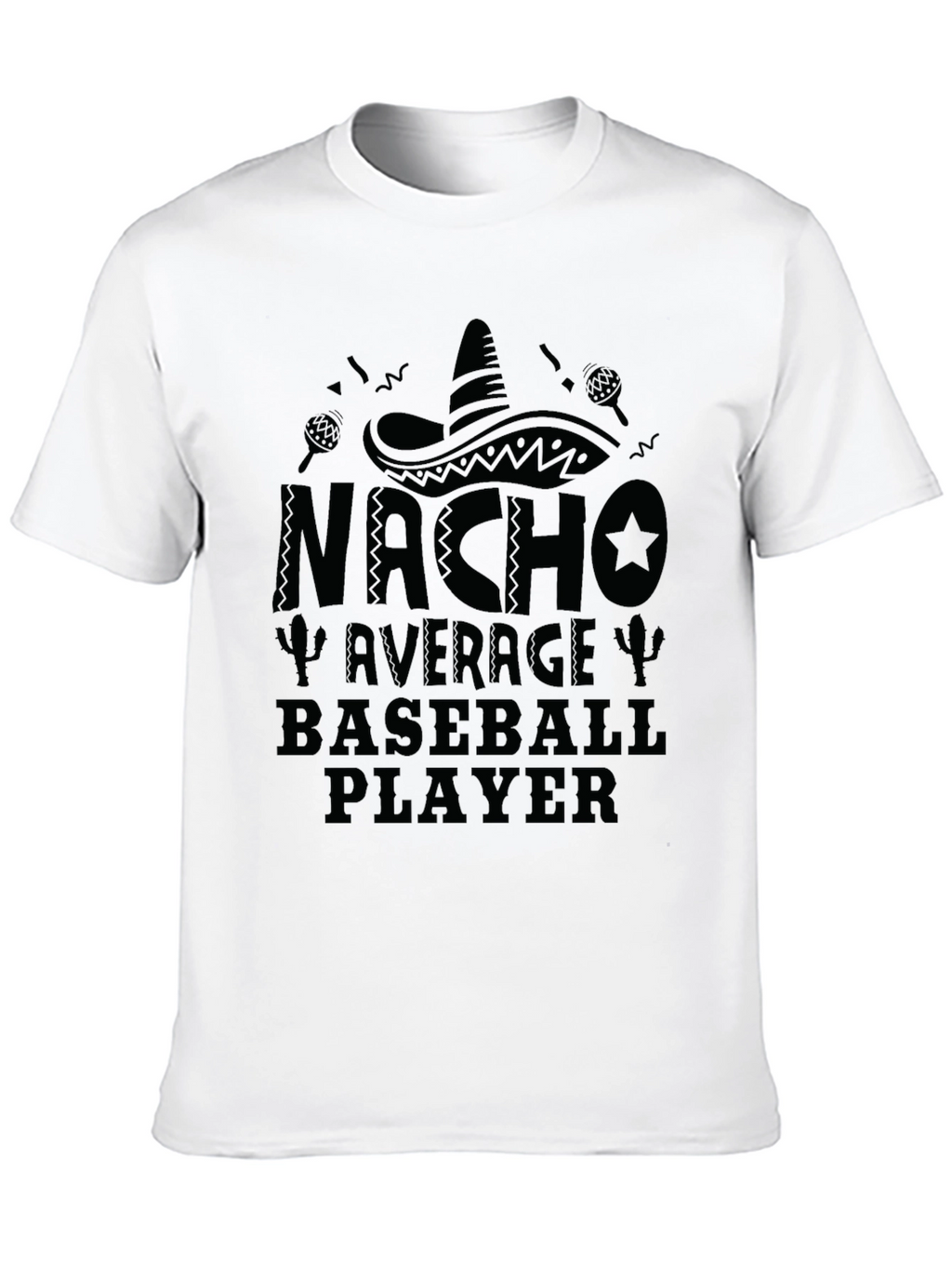 Nacho Average Baseball Player Black T-Shirt