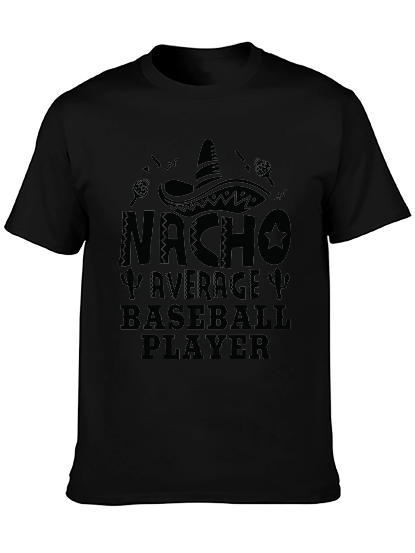 Nacho Average Baseball Player Black T-Shirt