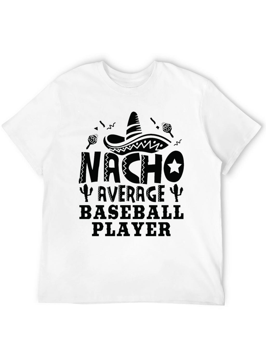 Nacho Average Baseball Player Black T-Shirt