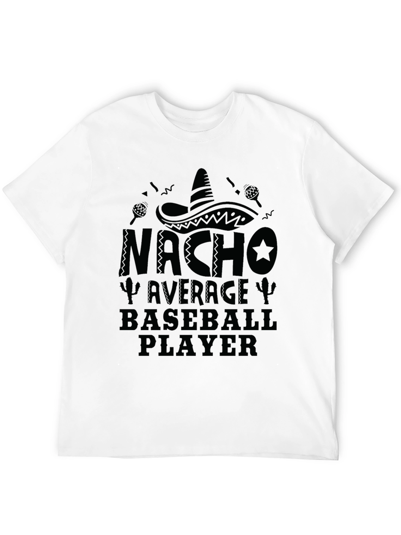 Nacho Average Baseball Player Black T-Shirt