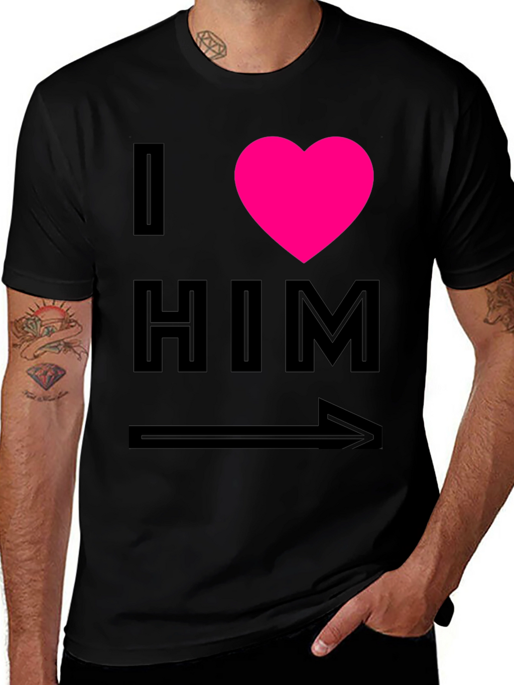 I Heart Him Graphic Tee - Black Unisex T-Shirt
