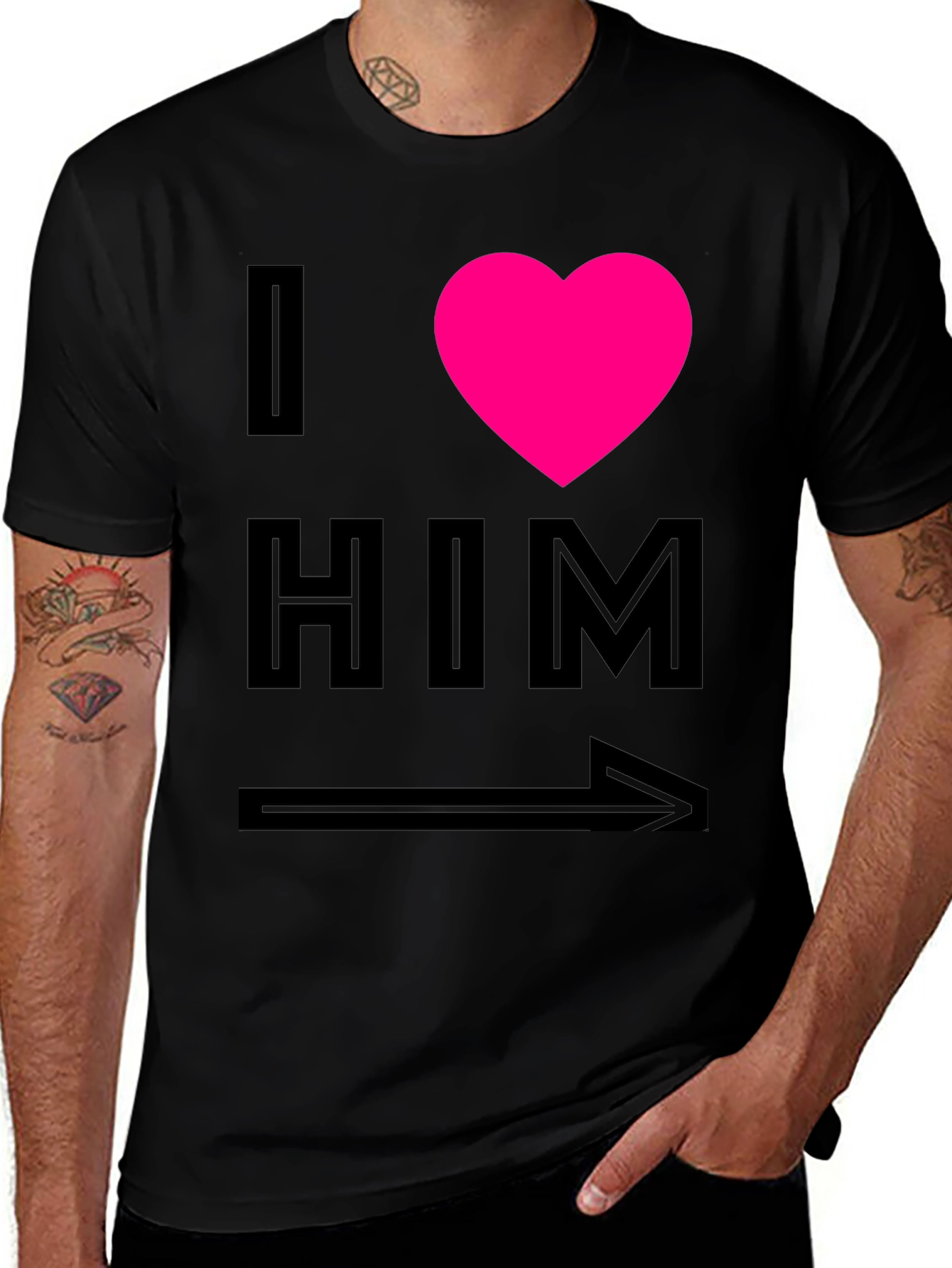 I Heart Him Graphic Tee - Black Unisex T-Shirt