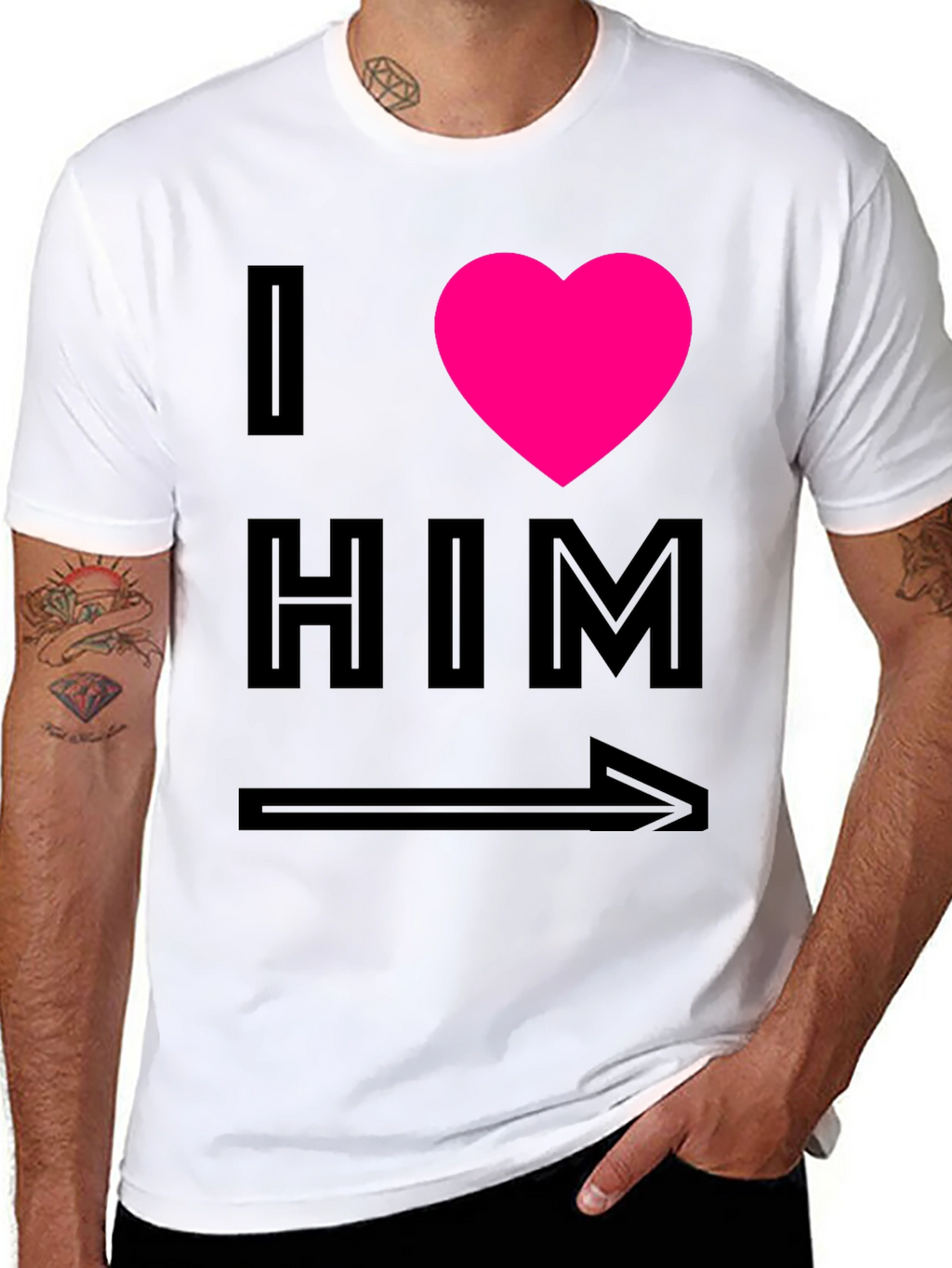 I Heart Him Graphic Tee - Black Unisex T-Shirt