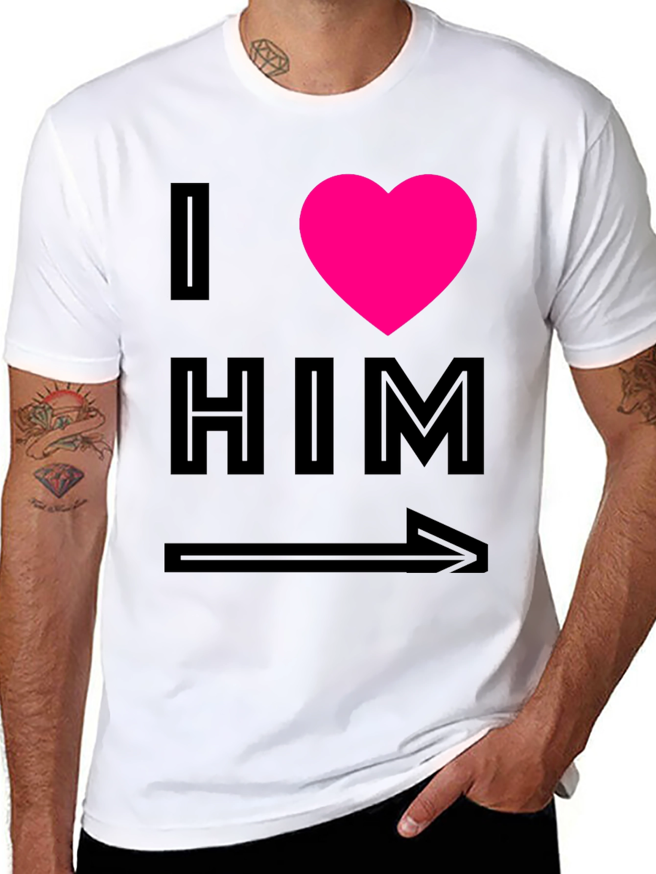 I Heart Him Graphic Tee - Black Unisex T-Shirt