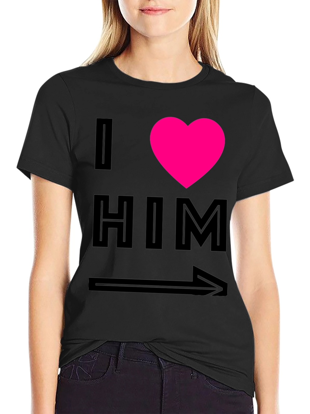 I Heart Him Graphic Tee - Black Unisex T-Shirt