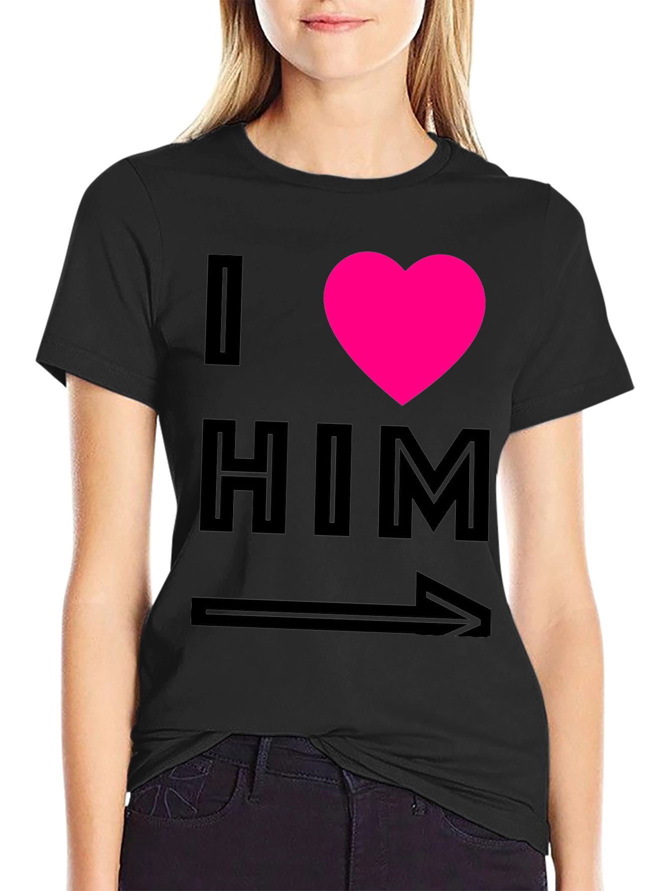 I Heart Him Graphic Tee - Black Unisex T-Shirt