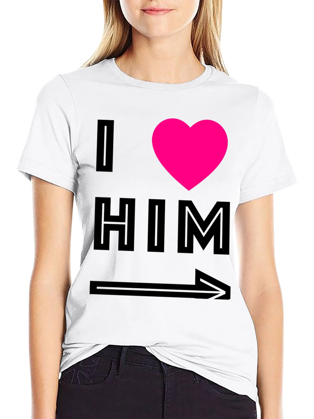 I Heart Him Graphic Tee - Black Unisex T-Shirt
