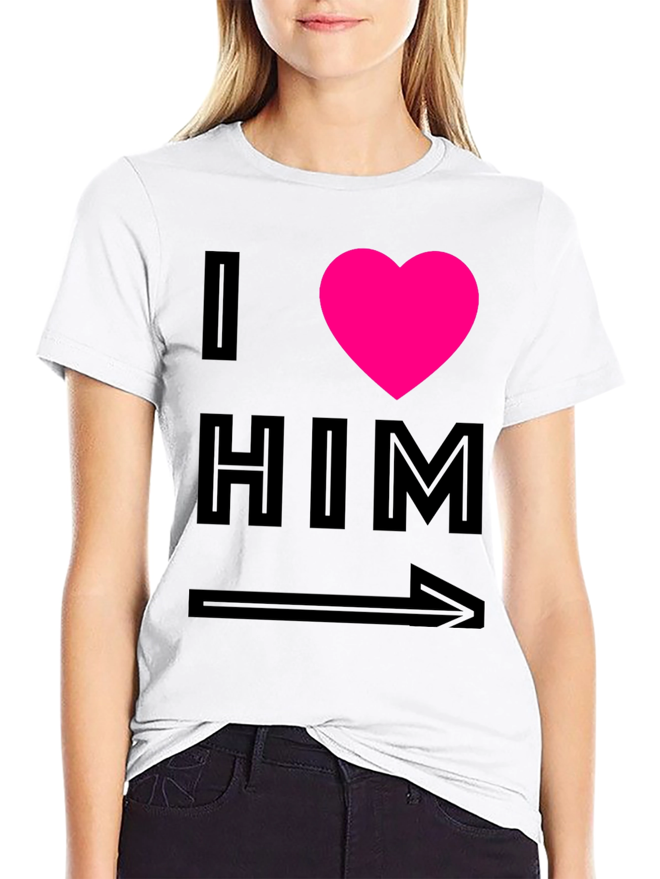 I Heart Him Graphic Tee - Black Unisex T-Shirt