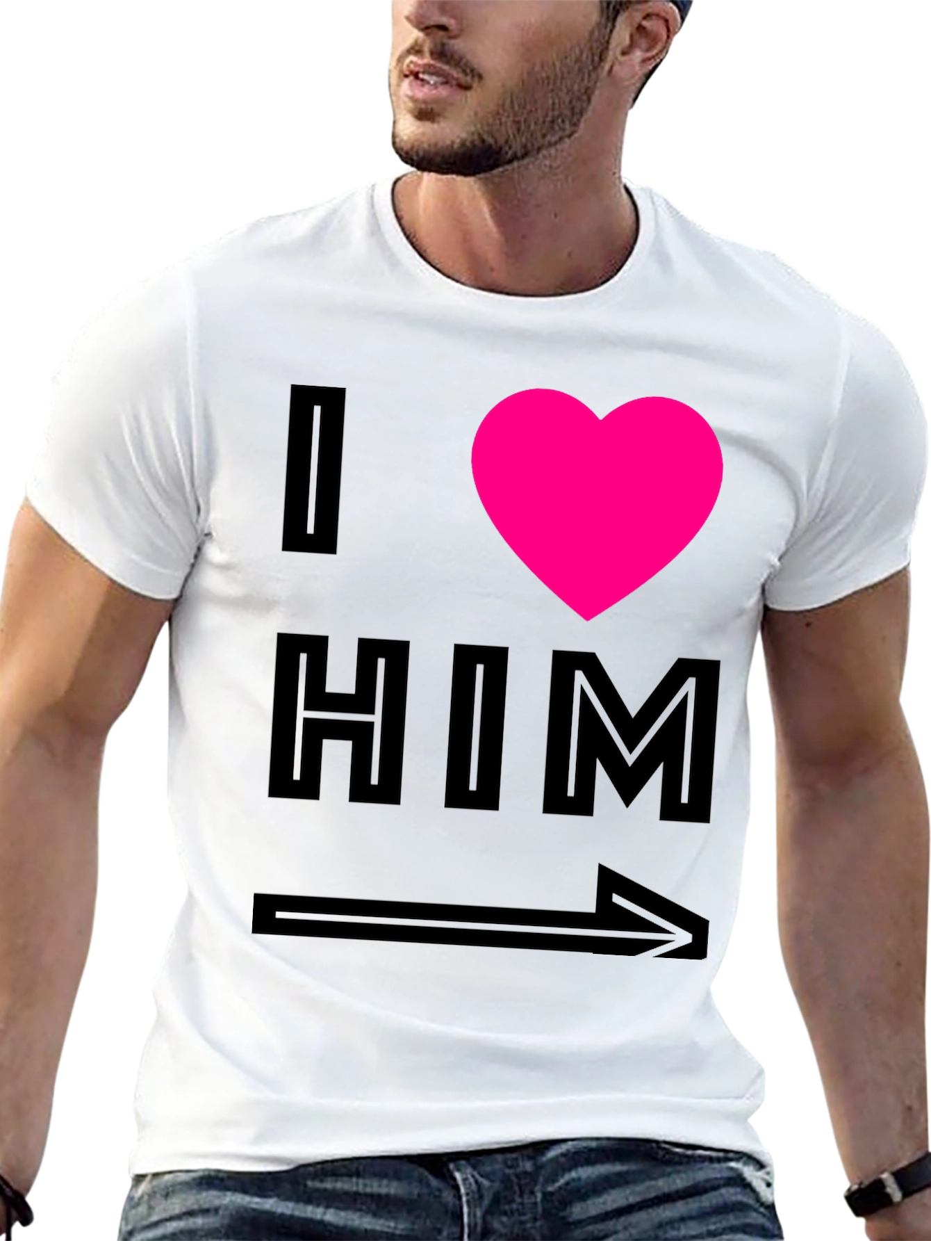 I Heart Him Graphic Tee - Black Unisex T-Shirt