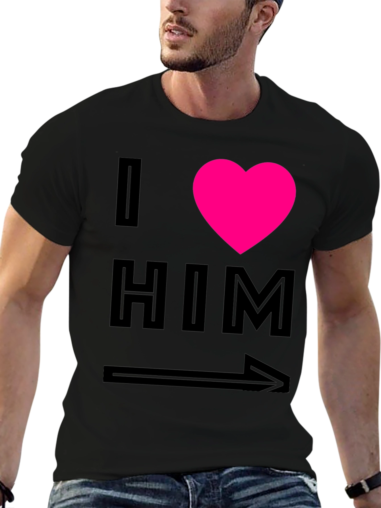 I Heart Him Graphic Tee - Black Unisex T-Shirt