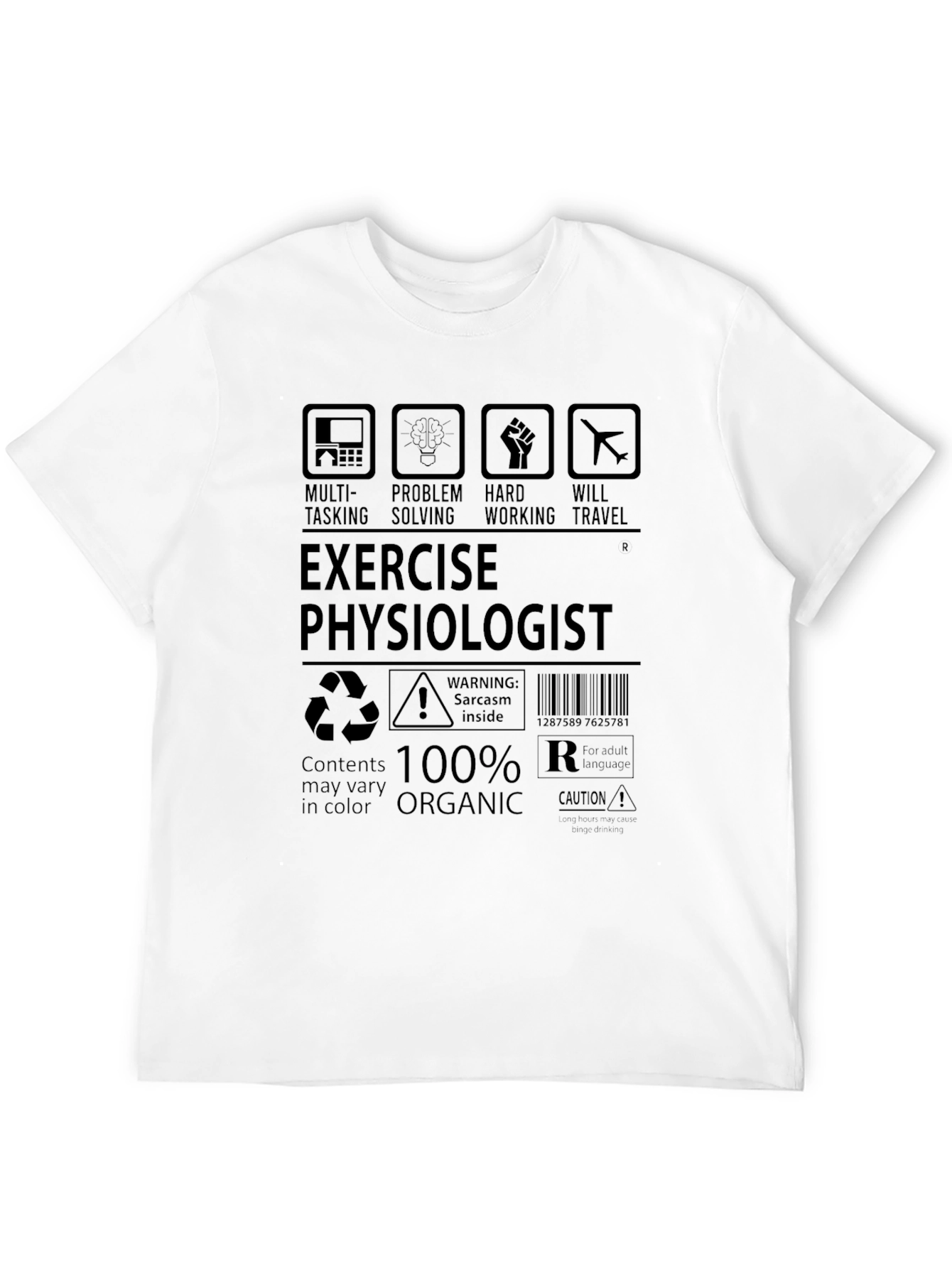 Exercise Physiologist 100% Organic Black T-Shirt