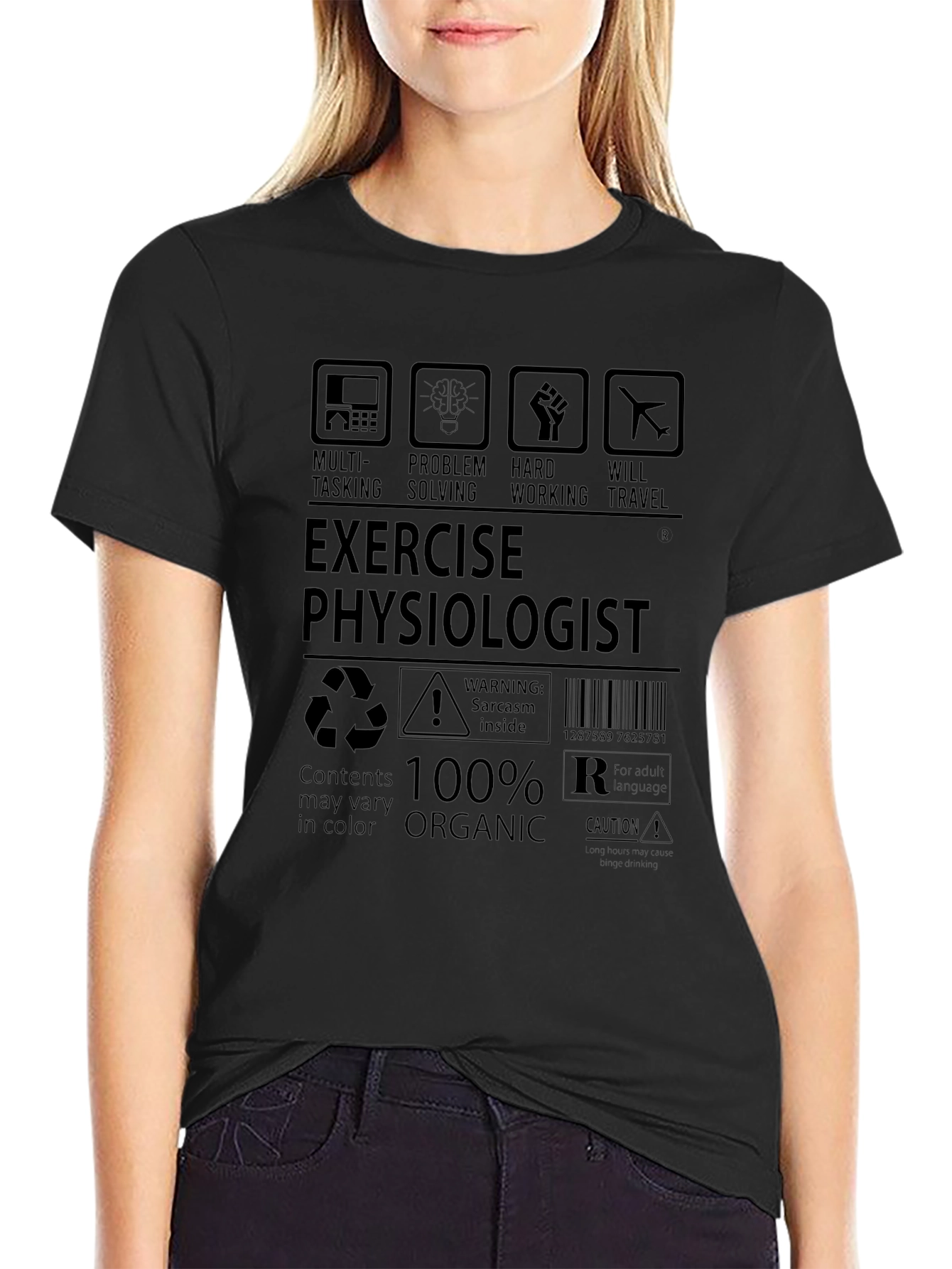 Exercise Physiologist 100% Organic Black T-Shirt
