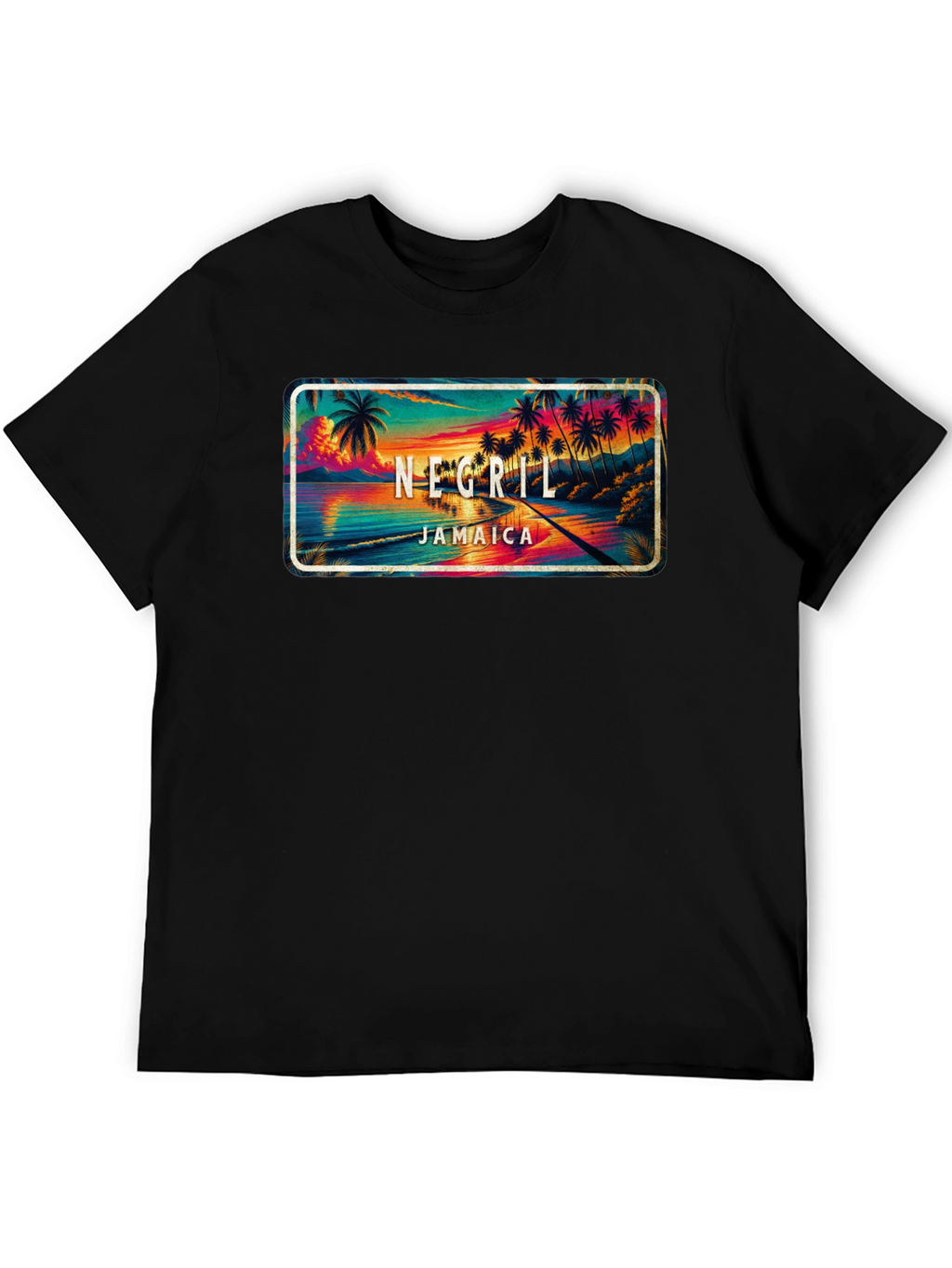 Negril Jamaica Graphic T-Shirt - Tropical Beach Design
