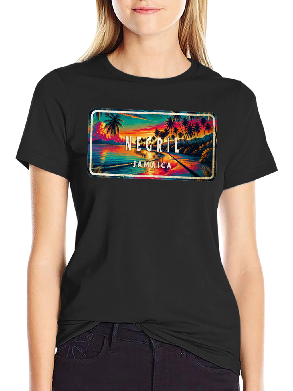Negril Jamaica Graphic T-Shirt - Tropical Beach Design