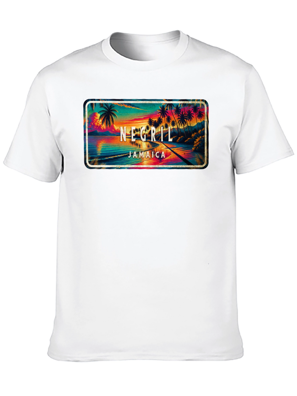 Negril Jamaica Graphic T-Shirt - Tropical Beach Design