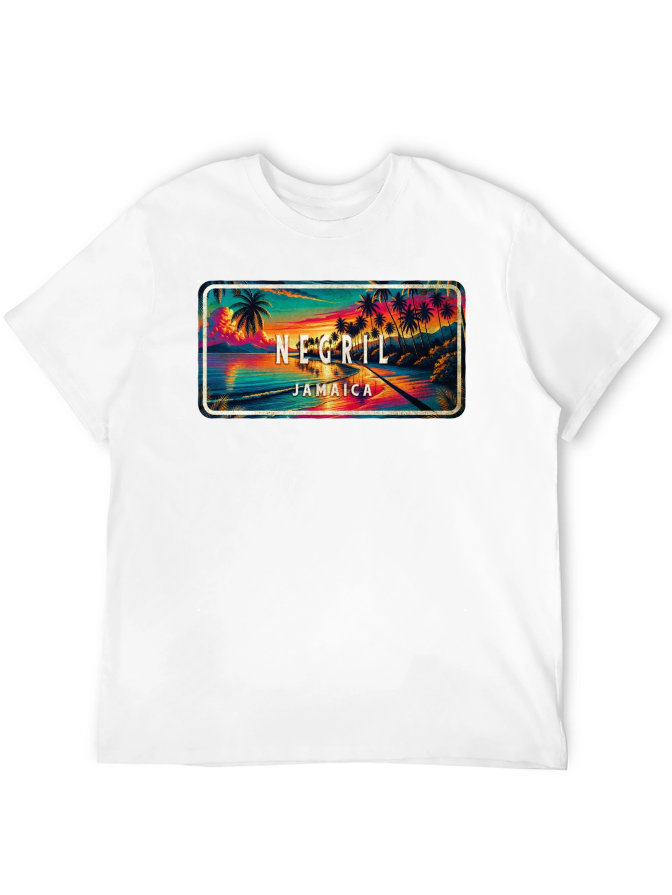 Negril Jamaica Graphic T-Shirt - Tropical Beach Design