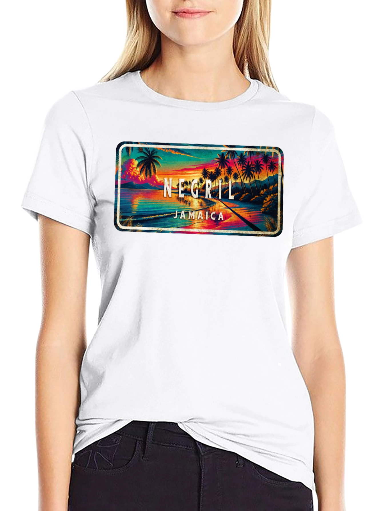 Negril Jamaica Graphic T-Shirt - Tropical Beach Design
