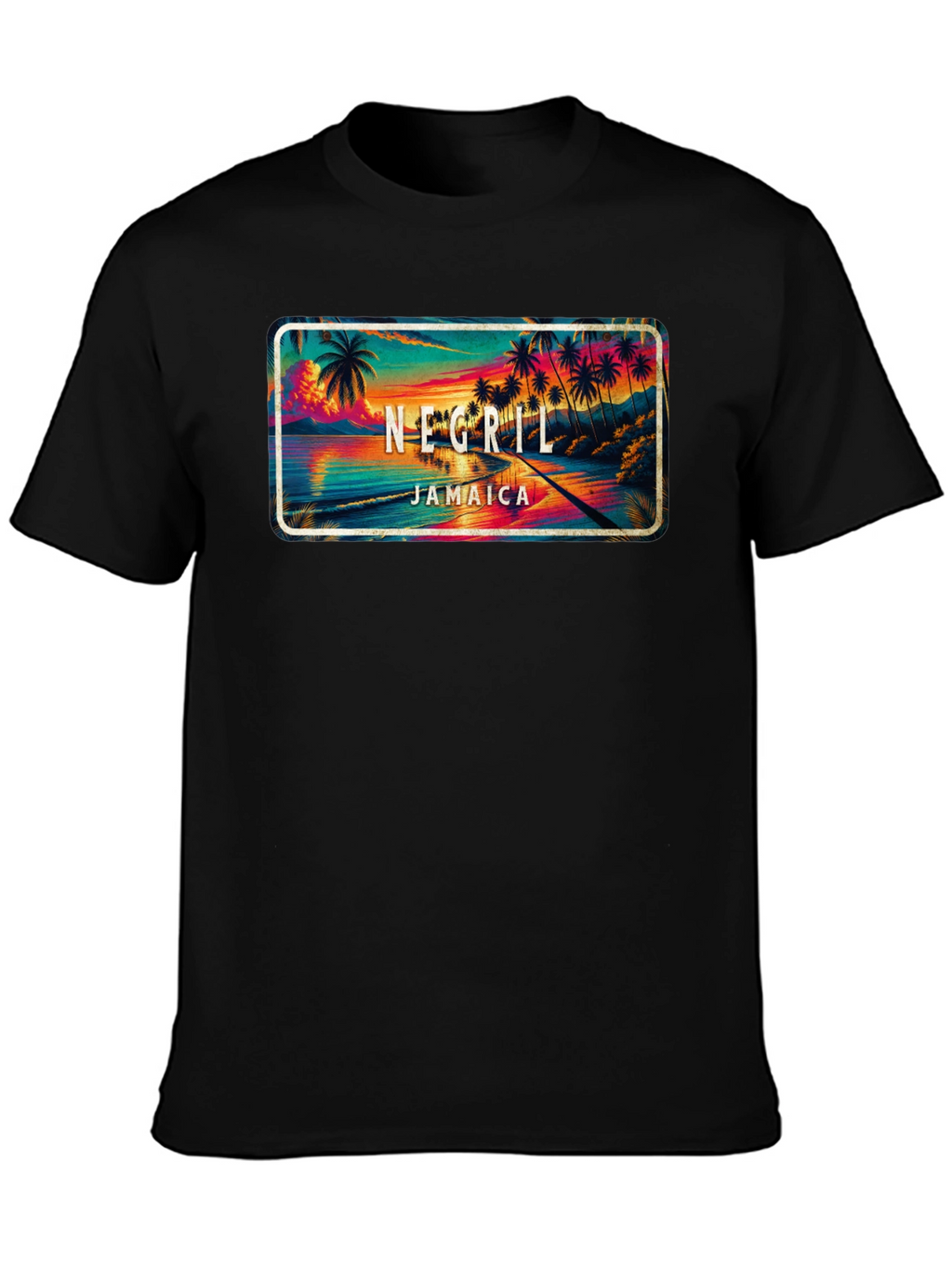Negril Jamaica Graphic T-Shirt - Tropical Beach Design