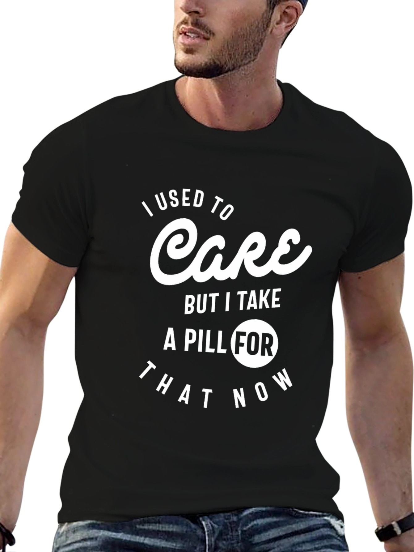 I Used to Care Pill Funny Graphic T-Shirt