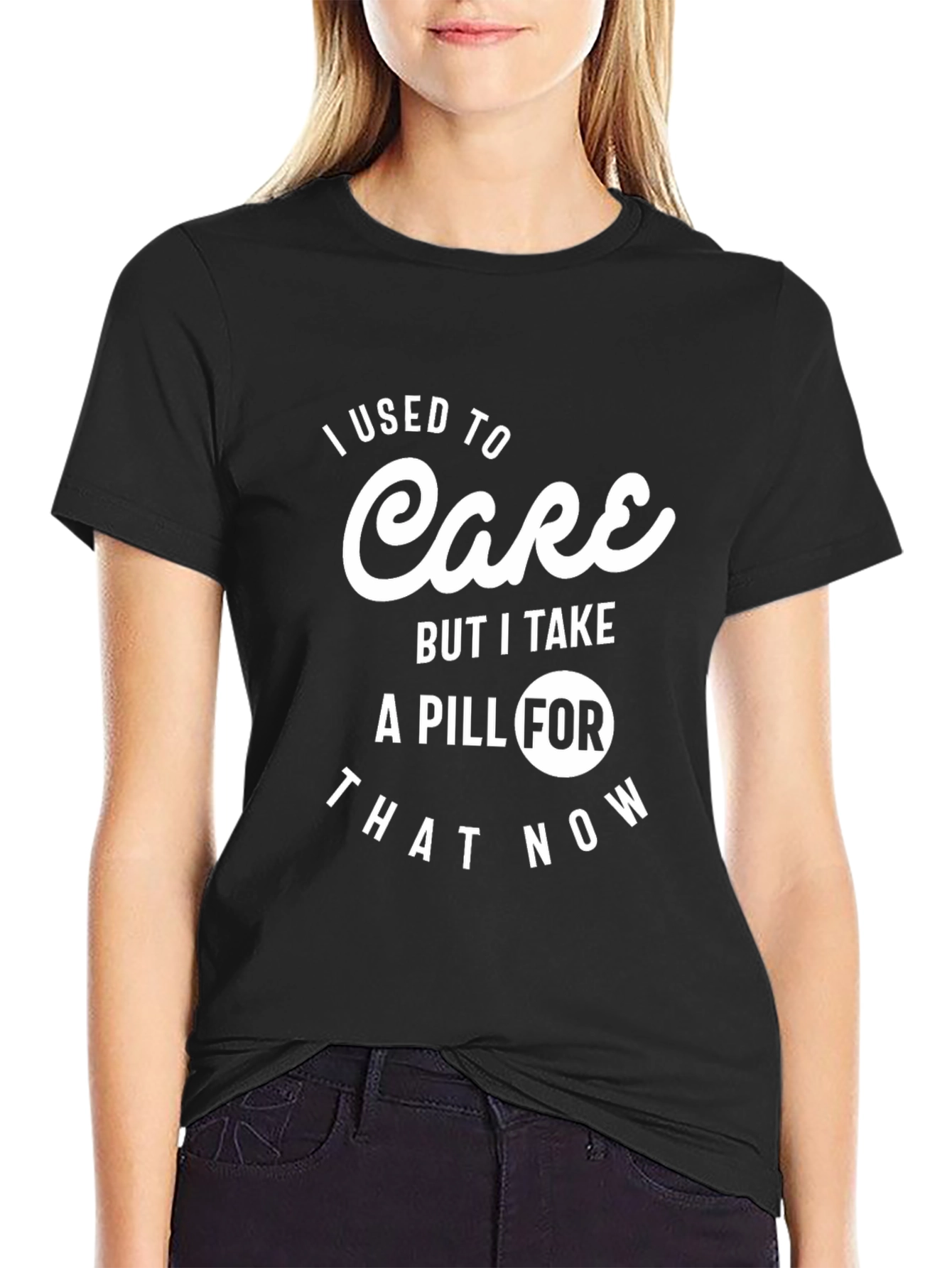 I Used to Care Pill Funny Graphic T-Shirt