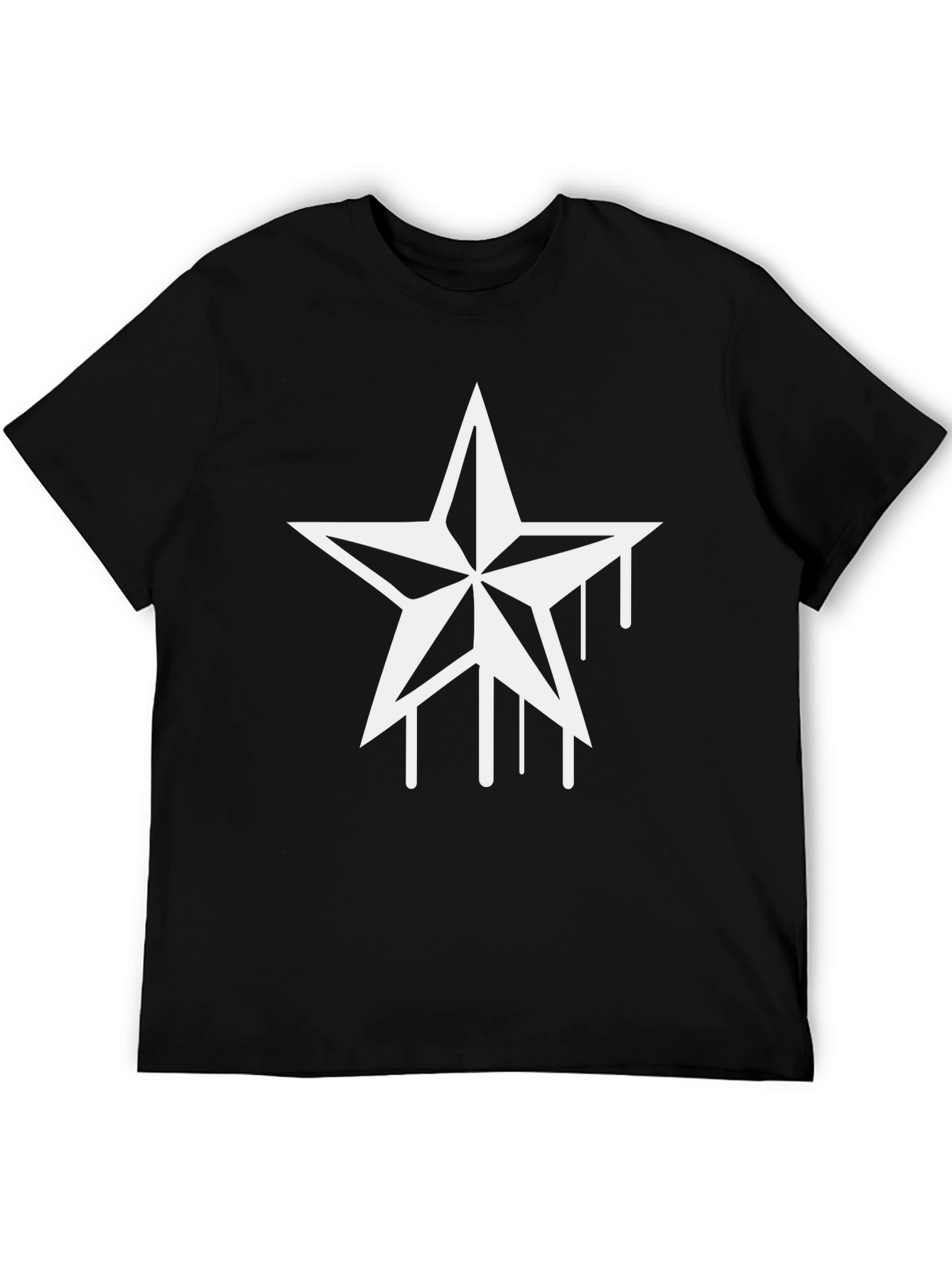 Black Graphic Tee - Nautical Star Drip