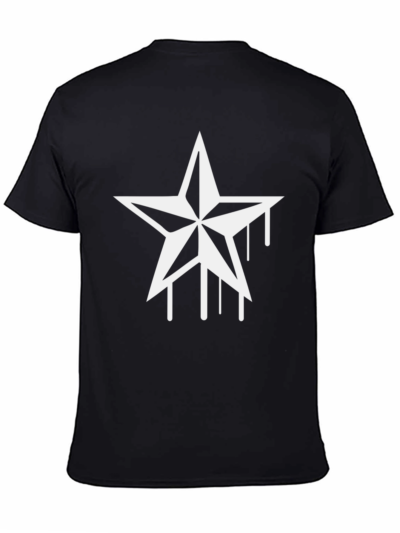 Black Graphic Tee - Nautical Star Drip