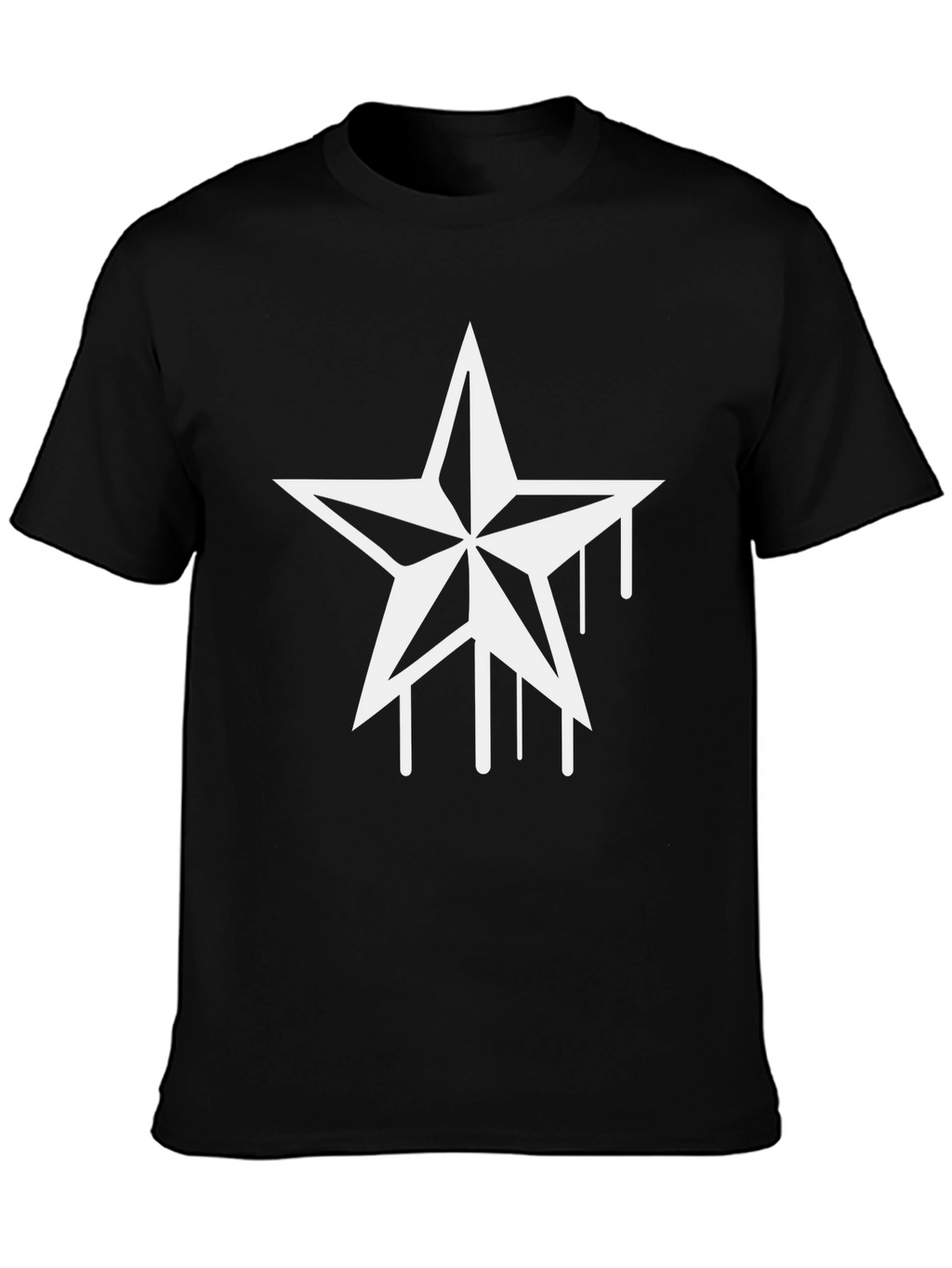 Black Graphic Tee - Nautical Star Drip