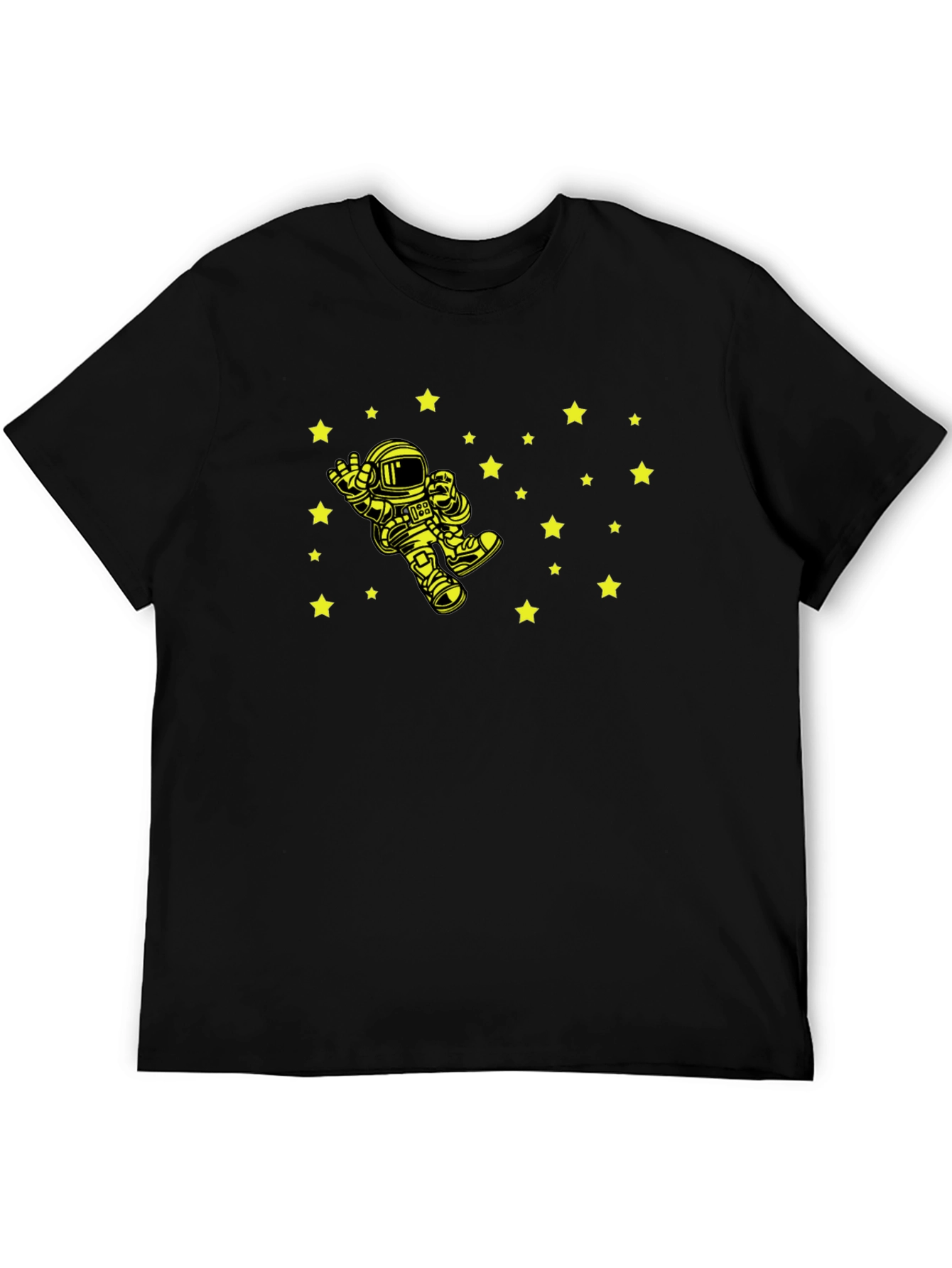 Astronaut Starry Sky Graphic Tee - Black