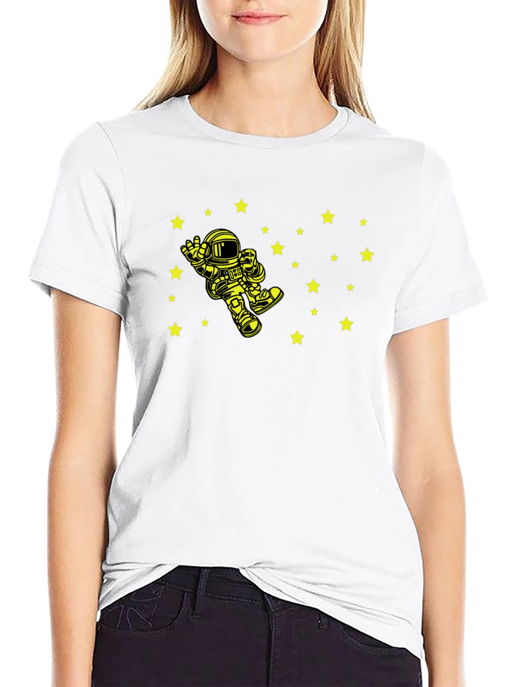 Astronaut Starry Sky Graphic Tee - Black