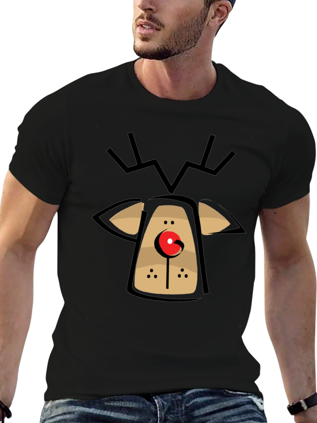 Rudolph Reindeer Graphic Tee - Holiday Fun T-Shirt