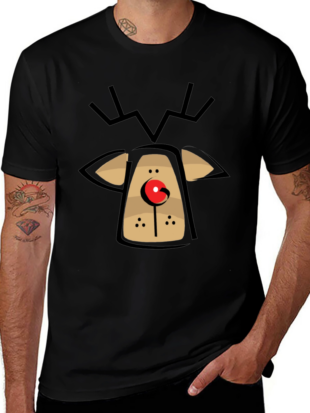 Rudolph Reindeer Graphic Tee - Holiday Fun T-Shirt