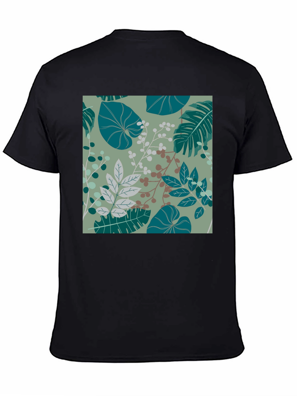 Botanical Print Black T-Shirt - Stylish Mens Fashion