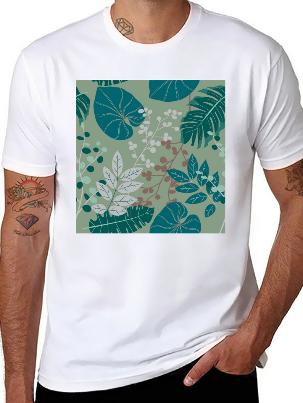 Botanical Print Black T-Shirt - Stylish Mens Fashion